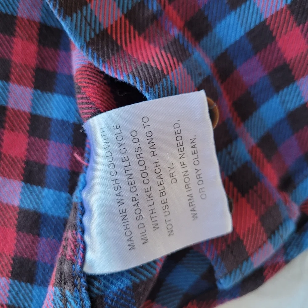 Argyle Culture Men's Red and Blue Checkered Shirt Size L